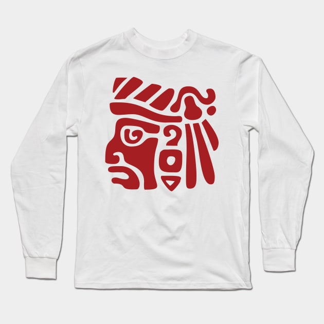 Aztec Warrior Mask Long Sleeve T-Shirt by XOZ